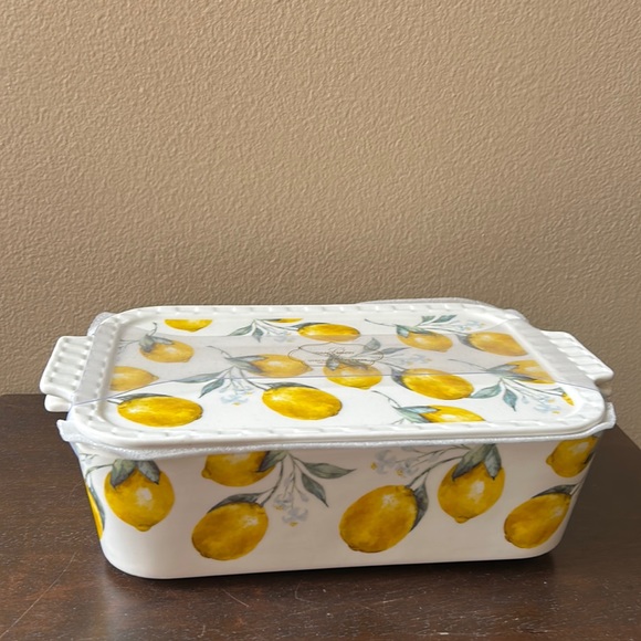 Dining Grace Pantry Lemons Bees Porcelain Casserole Baking Dish Lid New Poshmark